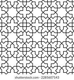 Seamless geometric ornament based on traditional islamic art. Black and white. For fabric,textile,cover,wrapping paper,background.
