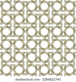 Ornamento geométrico sin foco basado en el arte islámico tradicional.Líneas de color marrón. Para tela,textil,cubierta,papel envolvente,fondo y corte láser.