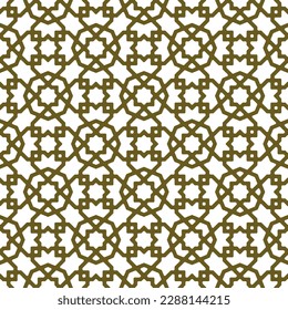 Ornamento geométrico sin foco basado en el arte islámico tradicional.Líneas de color marrón. Para tela,textil,cubierta,papel envolvente,fondo y corte láser.