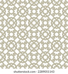 Seamless geometric ornament based on traditional islamic art.Brown color lines. For fabric,textile,cover,wrapping paper,background and lasercutting.