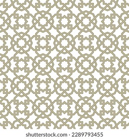 Seamless geometric ornament based on traditional islamic art.Brown color lines. For fabric,textile,cover,wrapping paper,background and lasercutting.