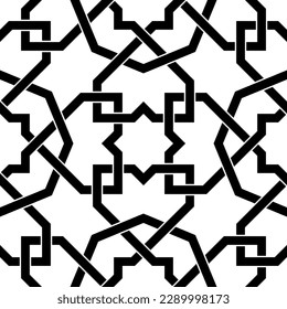 Seamless geometric ornament based on traditional islamic art. Black and white. For fabric,textile,cover,wrapping paper,background.
