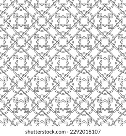 Seamless geometric ornament based on traditional islamic art. Black and white. For fabric,textile,cover,wrapping paper,background.