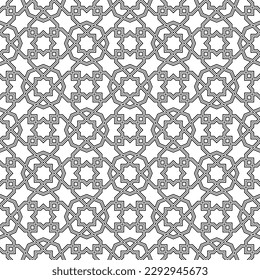 Seamless geometric ornament based on traditional islamic art. Black and white. For fabric,textile,cover,wrapping paper,background.
