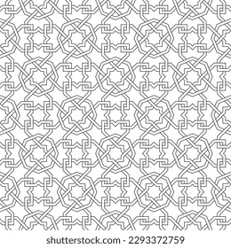 Seamless geometric ornament based on traditional islamic art. Black and white. For fabric,textile,cover,wrapping paper,background.