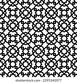 Nahtlose geometrische Ornamente auf der Grundlage traditioneller islamischer Kunst. Schwarz-Weiß. Für Gewebe, Textilien, Deckel, Umhüllungspapier, Hintergrund.