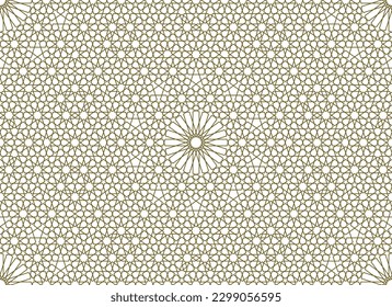 Seamless geometric ornament based on traditional islamic art.Brown color lines. For fabric,textile,cover,wrapping paper,background and lasercutting.