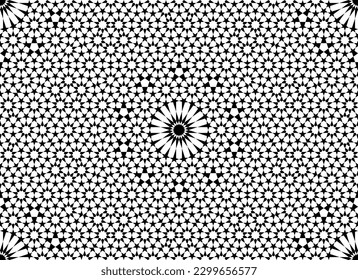 Seamless geometric ornament based on traditional islamic art. Black and white figures. For fabric,textile,cover,wrapping paper,background.