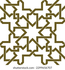 Seamless geometric ornament based on traditional islamic art.Brown color lines. For fabric,textile,cover,wrapping paper,background and lasercutting.