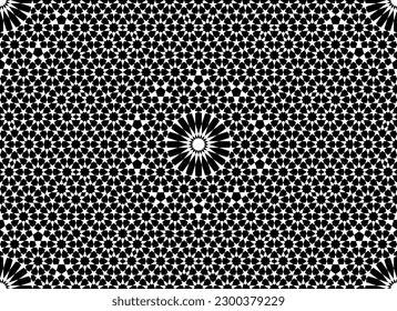 Seamless geometric ornament based on traditional islamic art. Black and white figures. For fabric,textile,cover,wrapping paper,background.