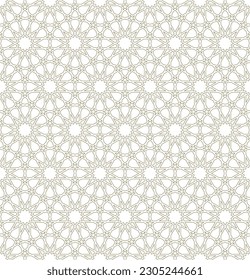 Seamless geometric ornament based on traditional islamic art.Brown color lines. For fabric,textile,cover,wrapping paper,background and lasercutting.