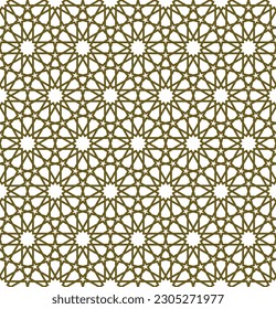 Seamless geometric ornament based on traditional islamic art.Brown color lines. For fabric,textile,cover,wrapping paper,background and lasercutting.