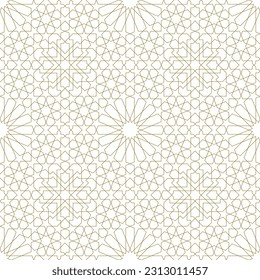 Seamless geometric ornament based on traditional islamic art.Brown color lines.Great design for fabric,textile,cover,wrapping paper,background.