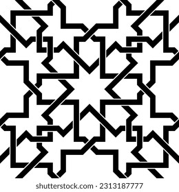 Seamless geometric ornament based on traditional islamic art. Black and white. Great design for fabric,textile,cover,wrapping paper,background.