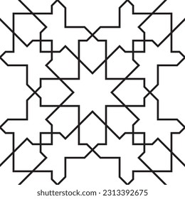 Seamless geometric ornament based on traditional islamic art. Black and white. Great design for fabric,textile,cover,wrapping paper,background.