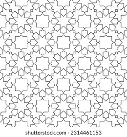 Seamless geometric ornament based on traditional islamic art. Black and white. Great design for fabric,textile,cover,wrapping paper,background.