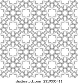 Nahtlose geometrische Ornamente auf der Grundlage traditioneller islamischer Kunst. Schwarz-Weiß. Großartiges Design für Gewebe, Textilien, Deckel, Umhüllungspapier, Hintergrund.