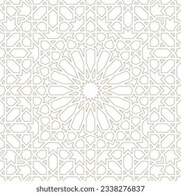 Seamless geometric ornament based on traditional islamic art.Brown color lines. For fabric,textile,cover,wrapping paper,background and lasercutting.