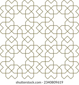 Seamless geometric ornament based on traditional islamic art.Brown color lines. For fabric,textile,cover,wrapping paper,background and lasercutting.