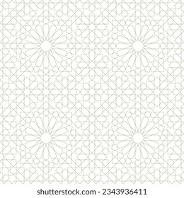 Seamless geometric ornament based on traditional islamic art.Brown color lines. For fabric,textile,cover,wrapping paper,background and lasercutting.