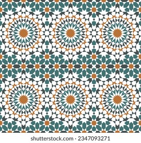 Seamless geometric ornament based on traditional islamic art.Zellij tile