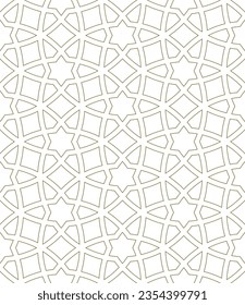 Seamless geometric ornament based on traditional islamic art.Brown color lines. For fabric,textile,cover,wrapping paper,background and lasercutting.