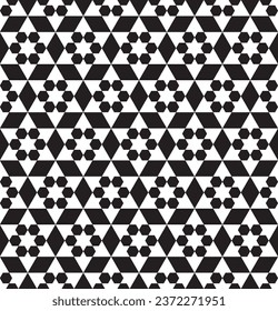 Seamless geometric ornament based on traditional islamic art. Black and white. Great design for fabric,textile,cover,wrapping paper,background.