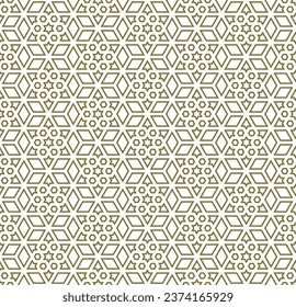 Seamless geometric ornament based on traditional islamic art.Brown color lines. For fabric,textile,cover,wrapping paper,background