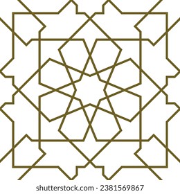 Ornamento geométrico sin foco basado en el arte islámico tradicional.Líneas de color marrón. Para tela,textil,cubierta,papel envolvente,fondo y corte láser.