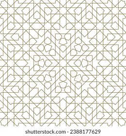Seamless geometric ornament based on traditional islamic art.Brown color lines. For fabric,textile,cover,wrapping paper,background and lasercutting.
