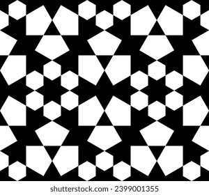 Seamless geometric ornament based on traditional islamic art. Black and white. Design for fabric,textile,cover,wrapping paper,background.