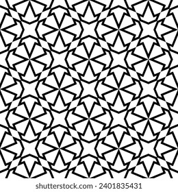 Seamless geometric ornament based on traditional islamic art. Black and white. Design for fabric,textile,cover,wrapping paper,background.