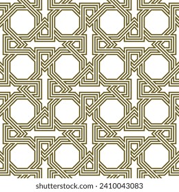 Seamless geometric ornament based on traditional islamic art.Brown color lines. For fabric,textile,cover,wrapping paper,background and lasercutting.