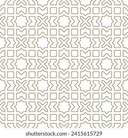 Ornamento geométrico sin foco basado en el arte árabe tradicional. Mosaico musulmán. Líneas de color marrón. Gran diseño para tela, textil, cubierta, papel envolvente, fondo. Líneas dobles.
