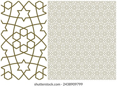 Seamless geometric ornament based on traditional arabic art.Brown color lines.Great design for fabric,textile,cover,wrapping paper,background.