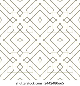 Adorno geométrico sin costuras basado en el arte árabe tradicional. Mosaico musulmán. Líneas de color marrón. Gran diseño para tela, textil, cubierta, papel de embalaje, fondo.