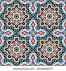 Seamless geometric ornament based on traditional arabic art. Moroccan mosaic Girih style.