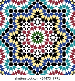 Seamless geometric ornament based on traditional arabic art. Moroccan mosaic Girih style.