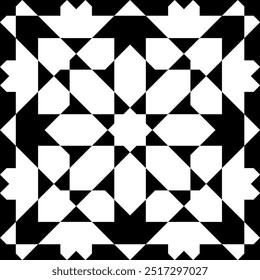 Seamless geometric ornament based on traditional islamic art. Black and white. 