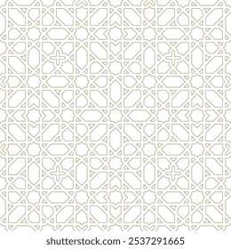 Seamless geometric ornament based on traditional arabic art. Brown color lines contoured