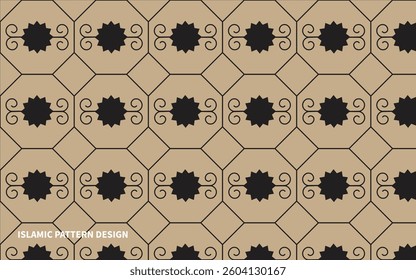 Seamless geometric ornament based on traditional islamic art.Brown color lines.Great design for fabric,textile,cover,wrapping paper,background.Contoured lines.