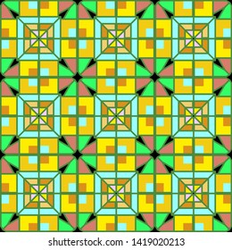 Seamless geometric ornament in bright colors.