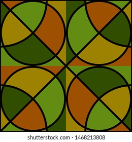 Seamless geometric ornament with circles. Vector drawing.