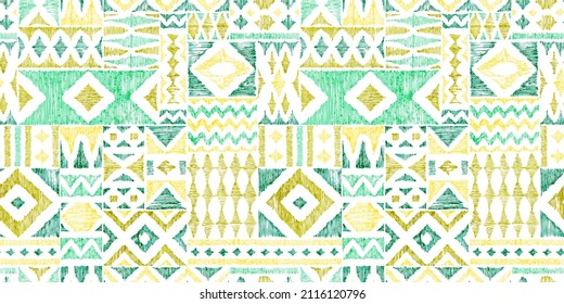 Seamless geometric ornament. Ethnic and tribal motifs. Bohemian ornament in patchwork style. Vector illustration.