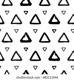 Seamless geometric ornament from handdrawn triangles. Can be used for fabrics and backgrounds