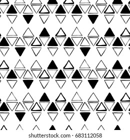 Seamless geometric ornament from handdrawn triangles. Can be used for fabrics and backgrounds