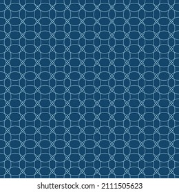  Seamless geometric ornament. Geometric light blue circles on a blue background. Vector illustration