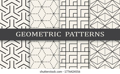 Nahtlose geometrische Ornament Muster Drucksatz. Linienmodehintergrund Muster-Design. Vektorgrafik.