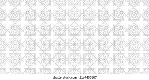 Seamless geometric ornament traditional arabic style .Fine linear pattern, texture in gray color, wallpaper