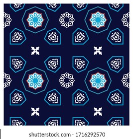 Seamless Geometric Ornament. Traditional Islamic Design. Mosque decoration element. Traditional Islamic Template with Floral ornament
